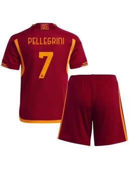 AS Roma Lorenzo Pellegrini #7 Heimtrikotsatz für Kinder 2023-24 Kurzarm (+ Kurze Hosen)